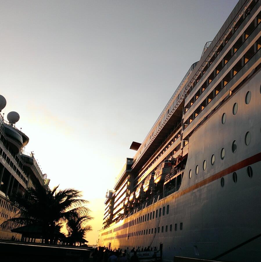 Cruiseship at sunset